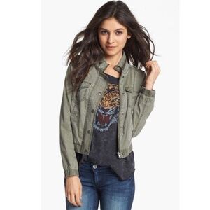 Rubbish Women's Shrunken Military Bomber Jacket in Green
